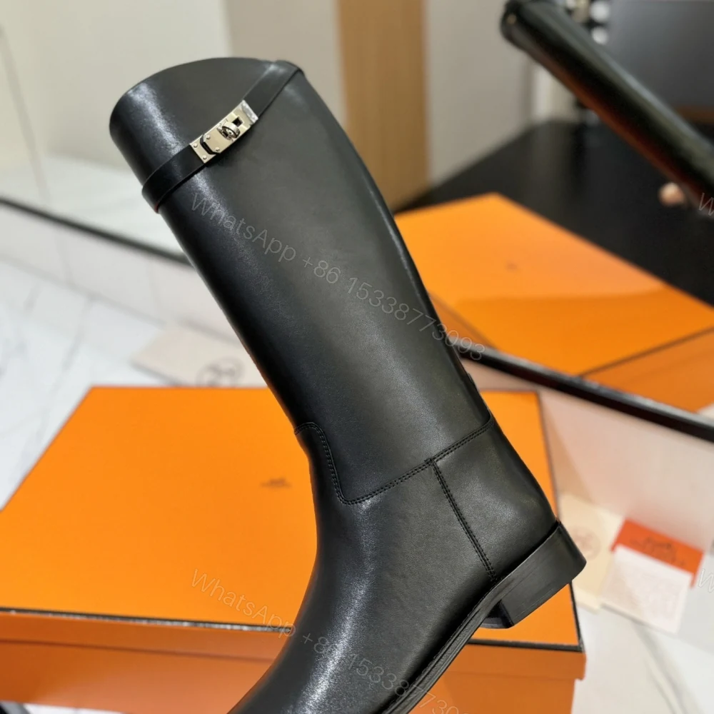 View 7 of 高仿Hermes*H042138Z01小牛皮高筒靴黑色免檢版