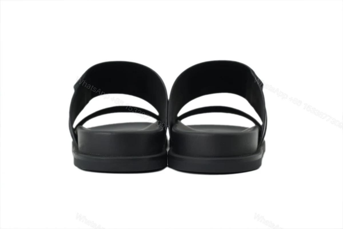 View 5 of HERMES Solid Black Button Slides