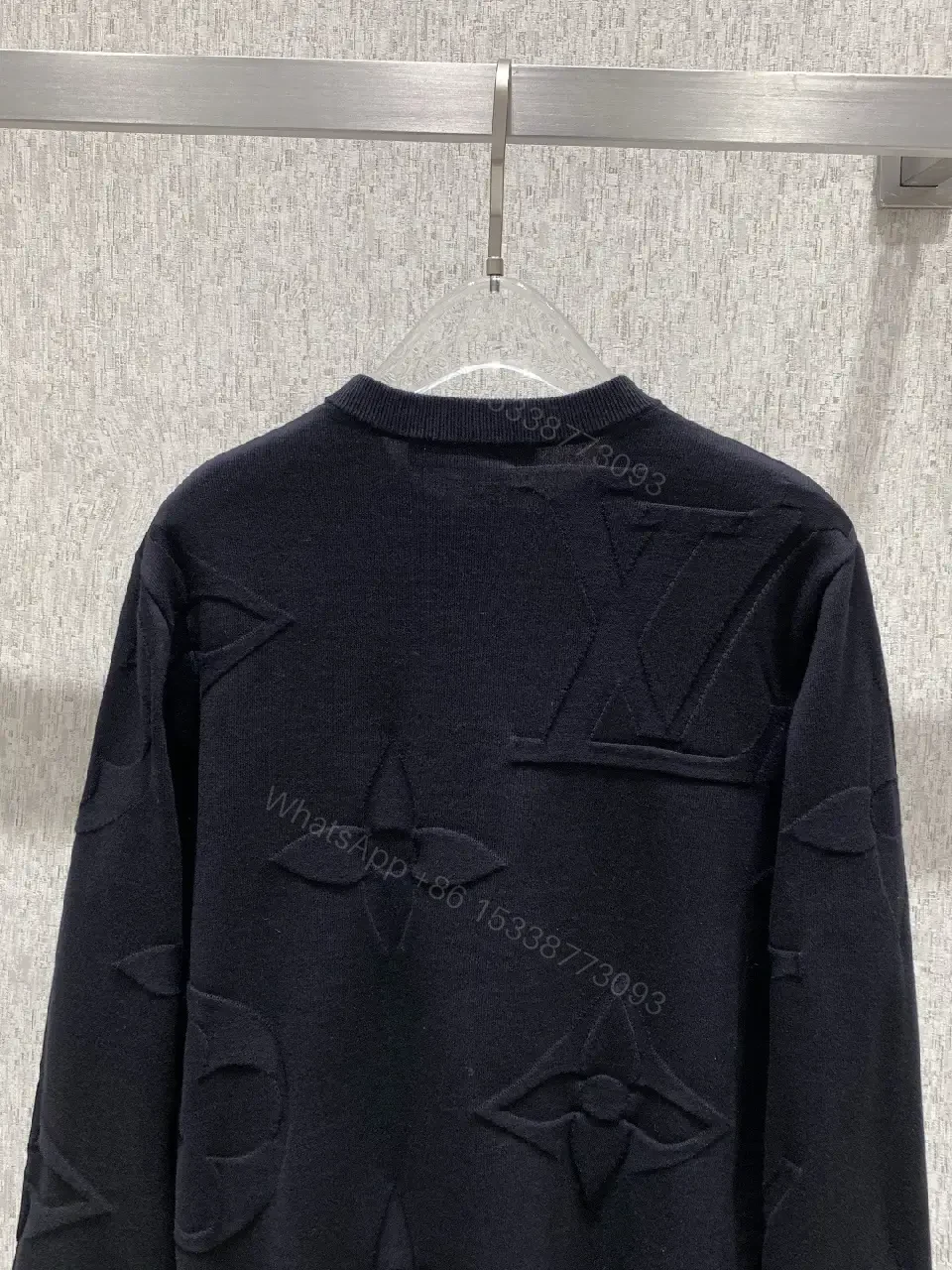 View 2 of Textured Monogram Knit Sweater: Luxe, Subtle Statement, Knitwear