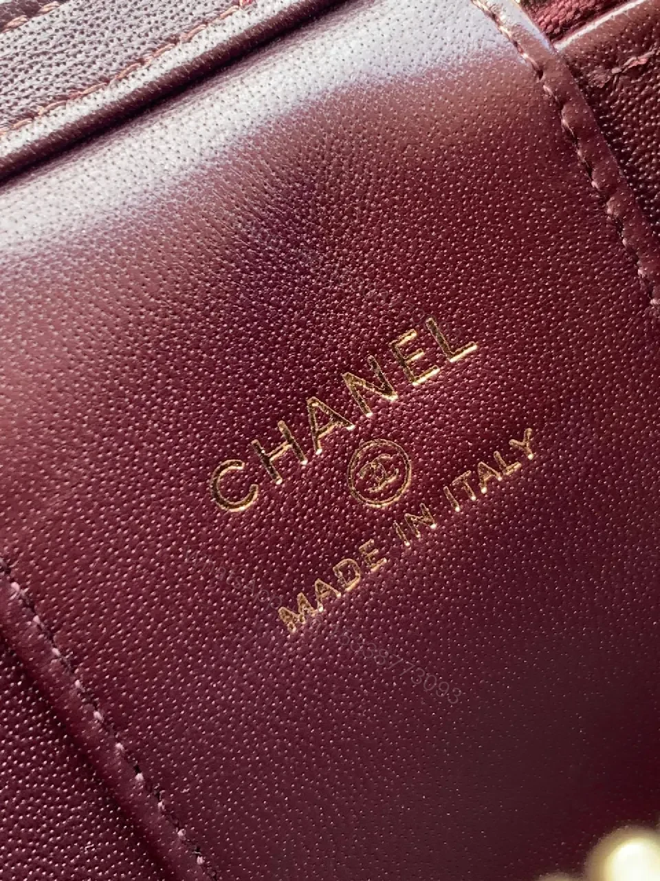 View 8 of Burgundy Velvet Chain Bag with Gold Accents, Compact Luxury