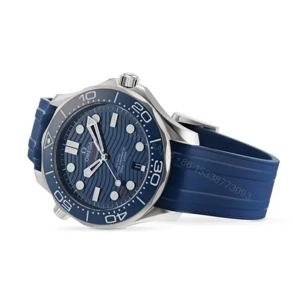 View 6 of Replica Omega Seamaster Men Automatic Blue Rubber Watch O21032422003001
