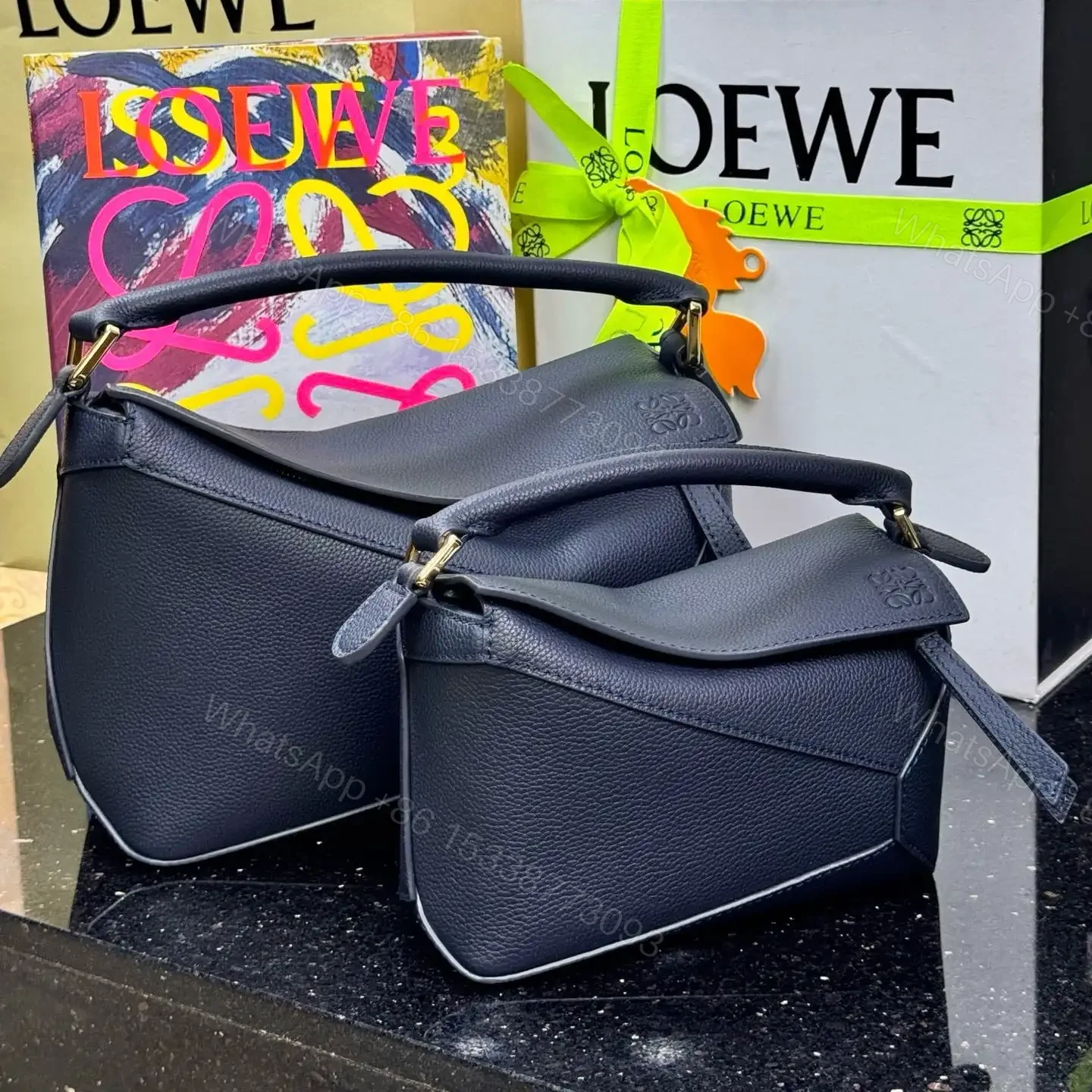 View 10 of 高仿Loewe*Puzzle系列5544單肩包小牛皮海軍藍Mini免檢版