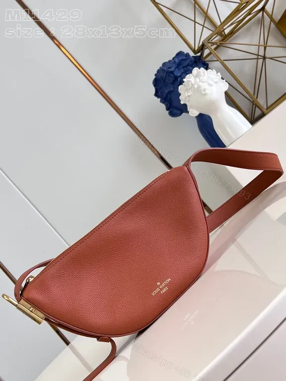 Leather Belt Bag: Subtle LV Logo, Crescent Shape, Crossbody Carry — view 1