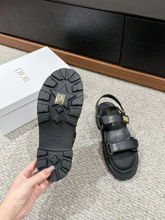 View 5 of Chunky Straps Sandals â€” Black Leather, Dior-Inspired, Signature Comfort Sandals