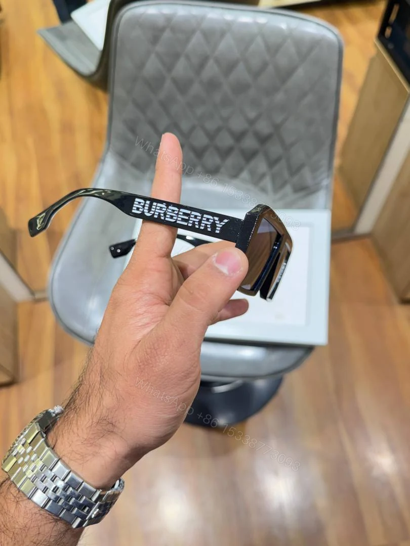 View 5 of First Copy Burberry Black Rectangular Unisex Sunglasses UV Protection Premium Quality Trending Style