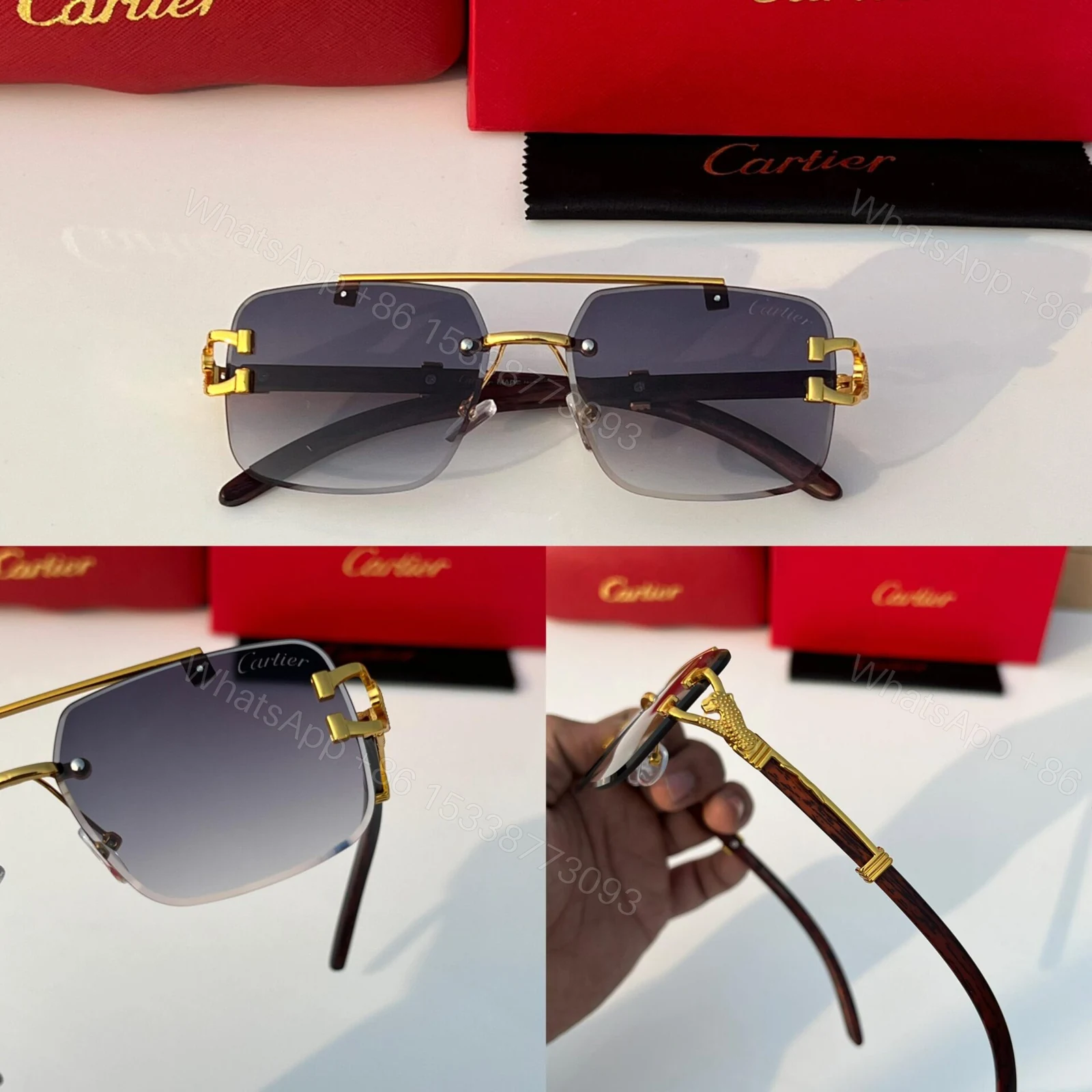 View 6 of Cartier Sunglasses Black-Grey