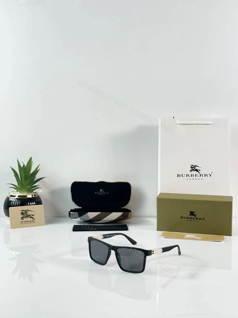 First Copy Burberry Style Square Black Sunglasses For Men UV Protection Premium Luxury Trending — view 1