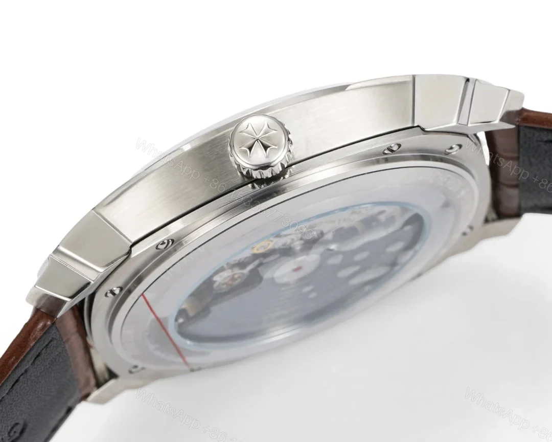 View 8 of Vacheron Constantin Quai de l’Ile Replica 41MM Premium White Dial Leather Strap Edition VC-QDI-WHT-LTH-41