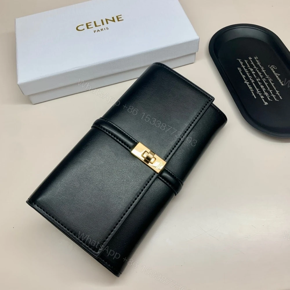 View 3 of CELINE LARGE WALLET 16 IN SATINATED BLACK 19CM 10M033CQ7 38NO