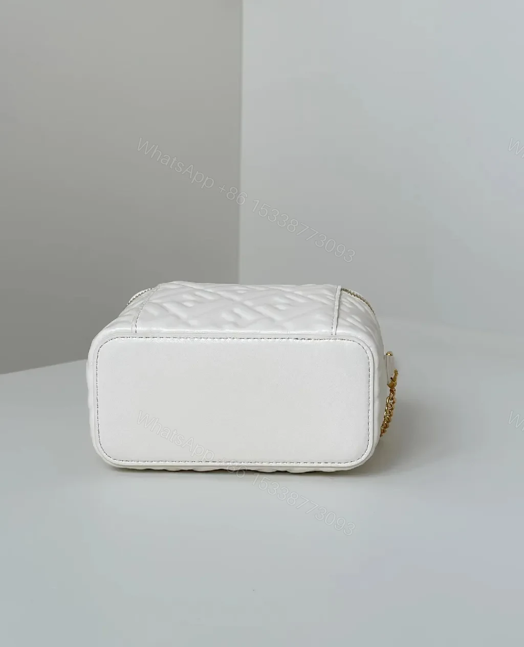 View 2 of Quilted White Satchel: Gold-Accent Compact Luxury Bag