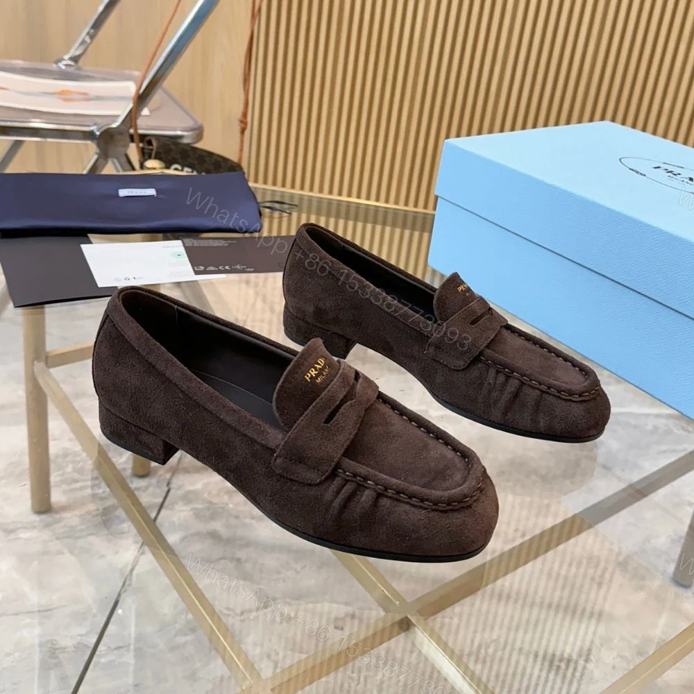 View 2 of Prada Suede Loafers Dark Brown 1D175O 008 F0003 F 020