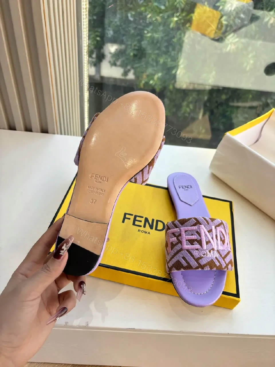 View 4 of Soft Lilac + Monogram Slide + Chic Comfort + Premium Comfort + Slide