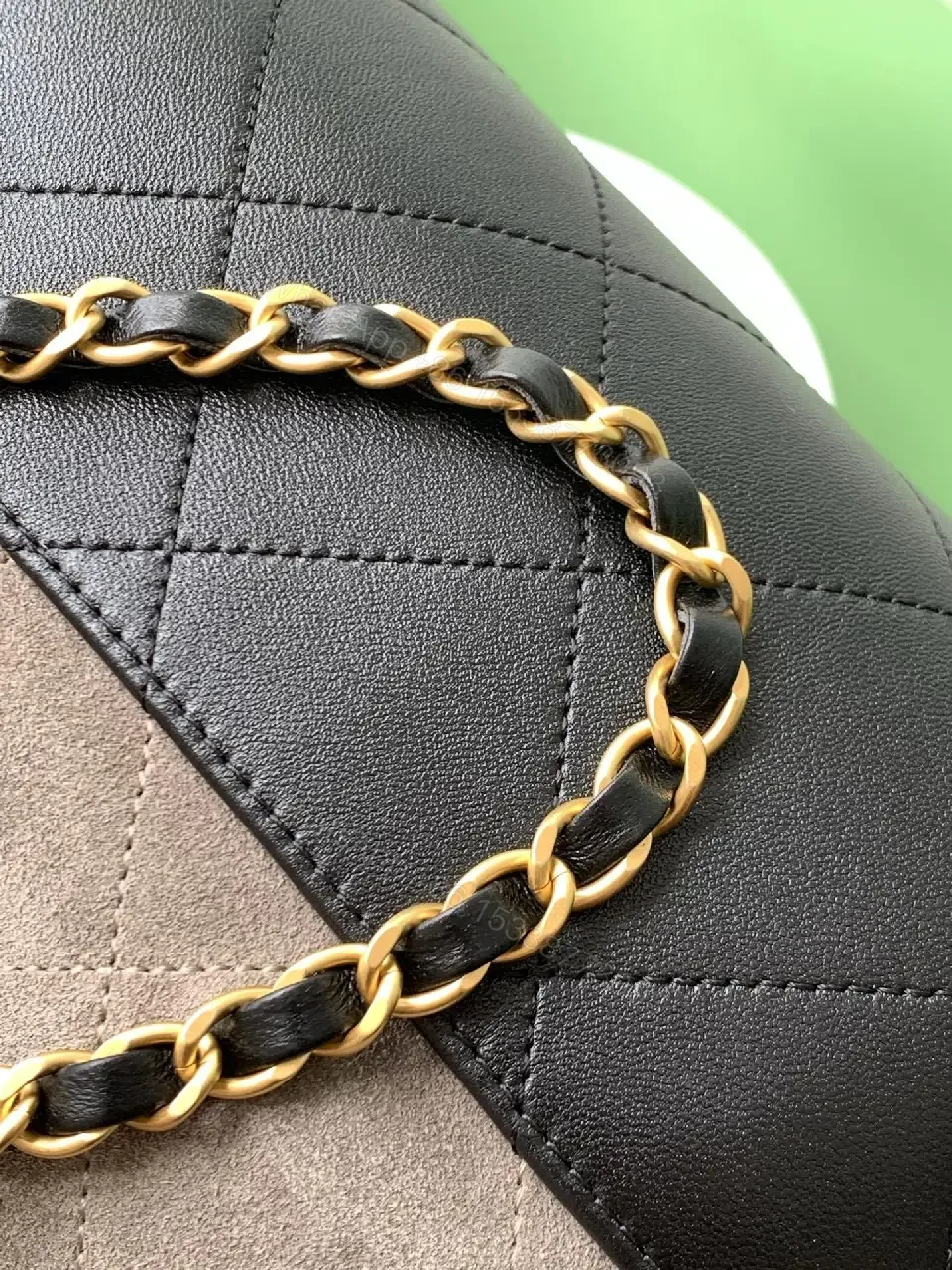 View 9 of Two-Tone Quilted Tote with Gold Chain Strap: Everyday Luxe Bag