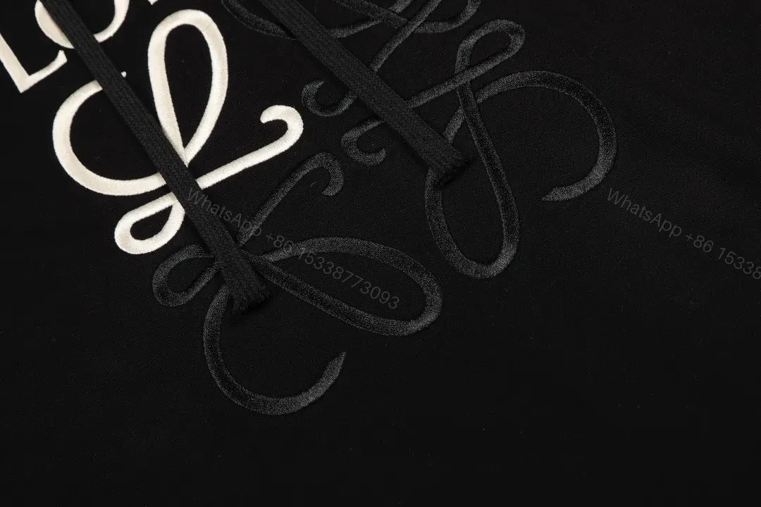 View 10 of Black LOEWE-Inspired Monogram Hoodie: Luxe Streetwear Comfort