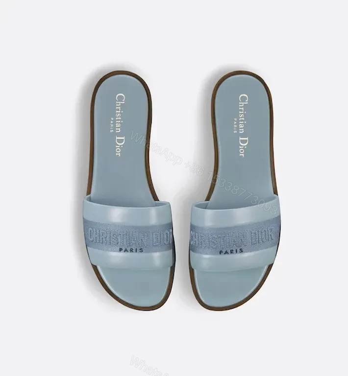 Soft-Modern Dior Stride Sandals in Blue Leather — view 1