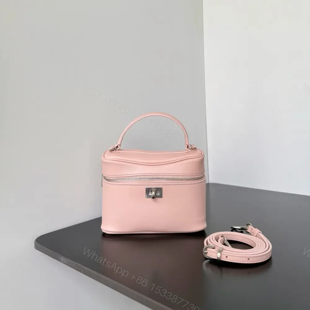 高仿Balenciaga*Rodeo系列U5831小牛皮盒子包粉色銀扣免檢版 — view 1