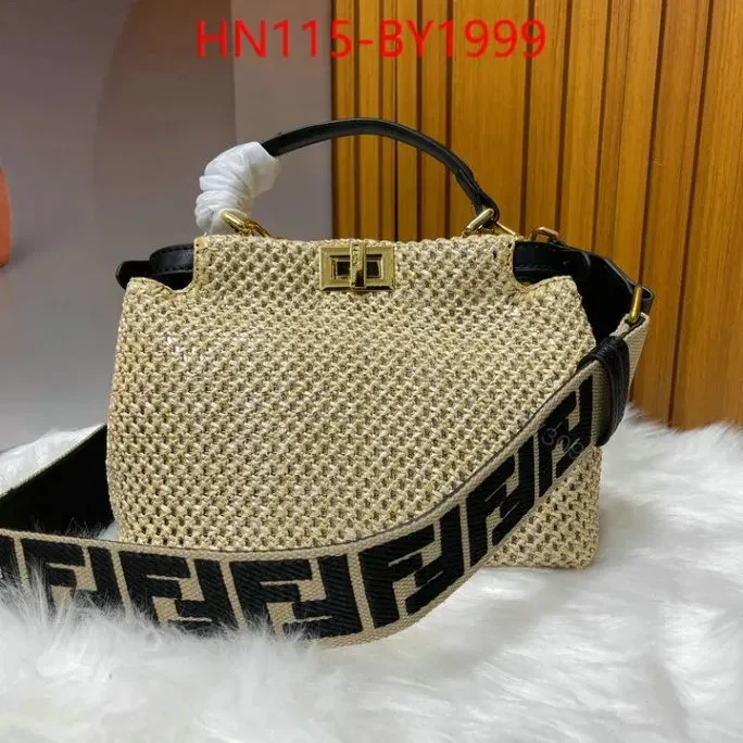 View 5 of Fendi Peekaboo Iconic Mini Bag BY1999 – Raffia and Leather