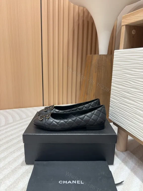 View 6 of Chanel-Style Quilted Leather Ballet Flats â€“ Interlocking Emblem