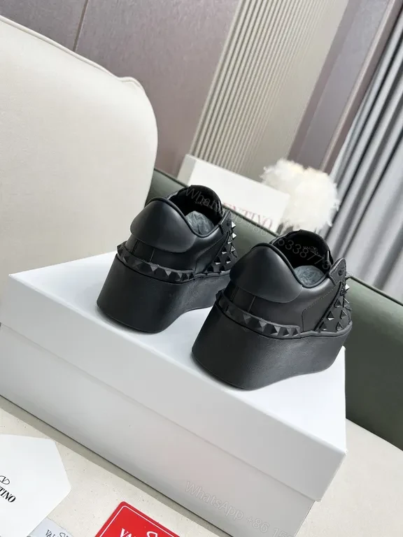 View 2 of Valentino Garavani Black Leather Studded Luxury Sneakers