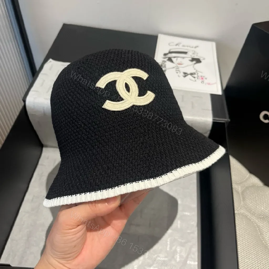 View 3 of Navy Knit Bucket Hat: Luxe Logo, Embossed Detailing