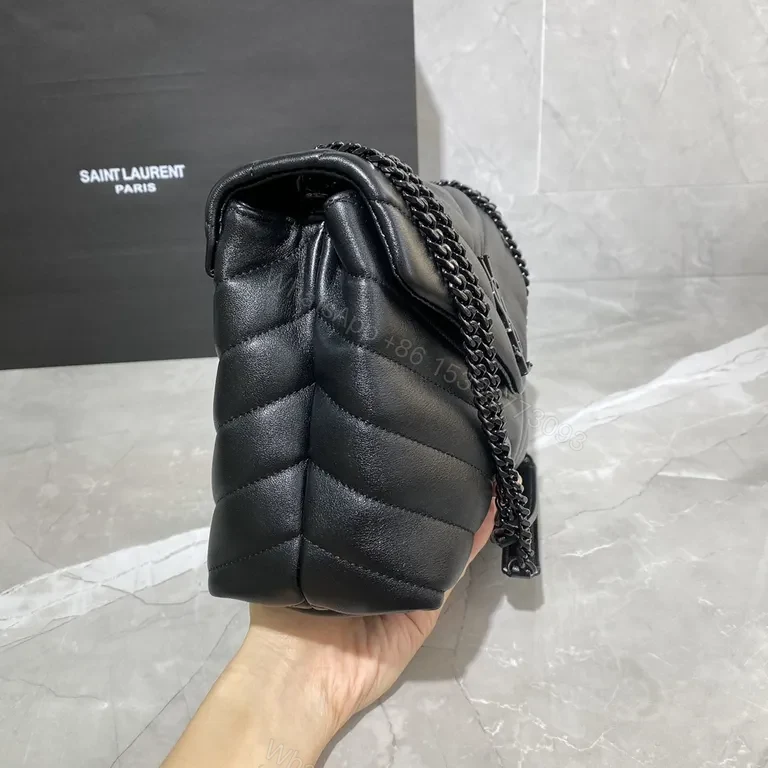 View 7 of Chic Black Quilted Leather Shoulder Bagâ€”YSL Luxury
