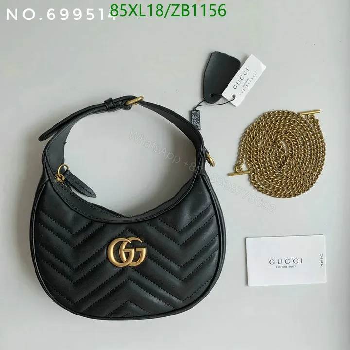 GG Marmont Mini Half-Moon Bag Black Gucci Imitation GHM4953 — view 1