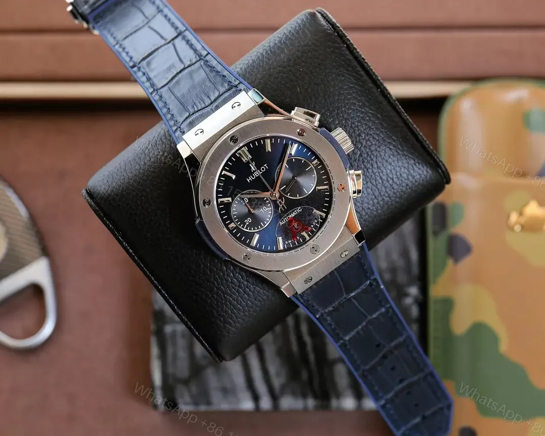 View 9 of Super Clone Hublot Classic Fusion Blue Dial Blue Leather Strap Premium 45MM HUBLOT-CF-BLUE45