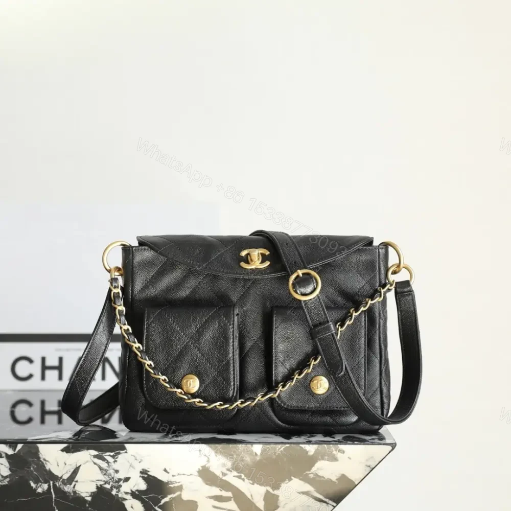 高仿Chanel*25P系列AS5385黑金郵差包小號免檢版 — view 1
