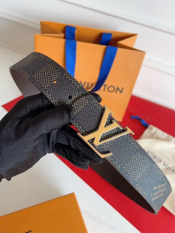 View 7 of Modern Patterned Belt with LV Hardware - Signature Luxury Belt
