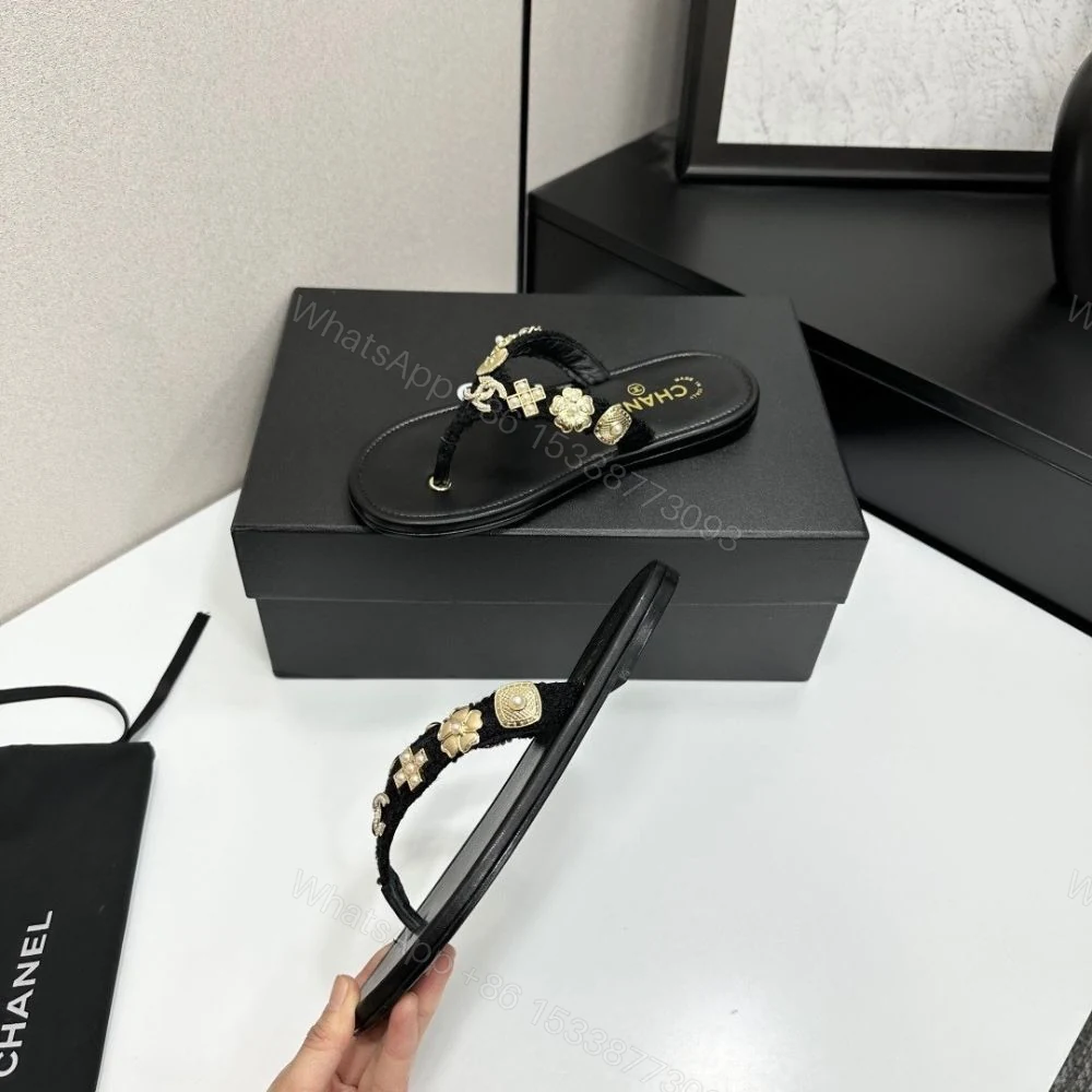View 9 of Chanel Thong Jewel Embellished Black
