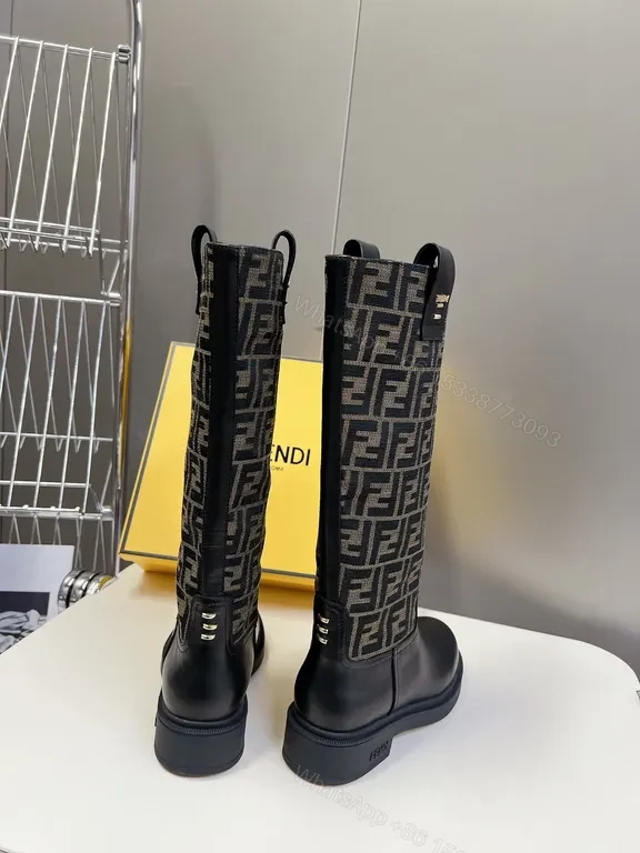 View 6 of Bold Monogram Knee-High Boots - Leather & Fabric Accent