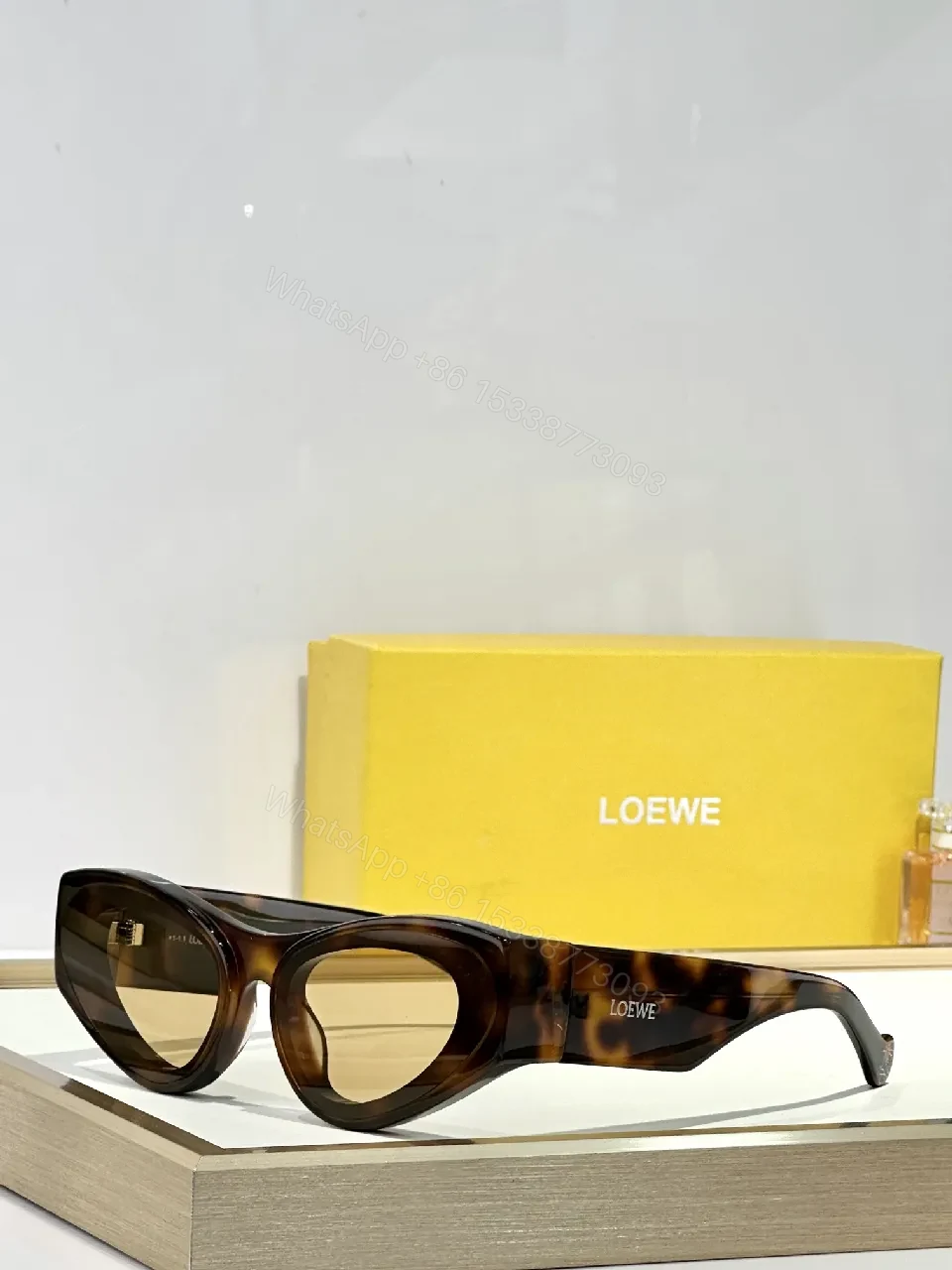 View 3 of Bold Black Acetate Cat-Eye Sunglasses with Polarized Yellow Lenses