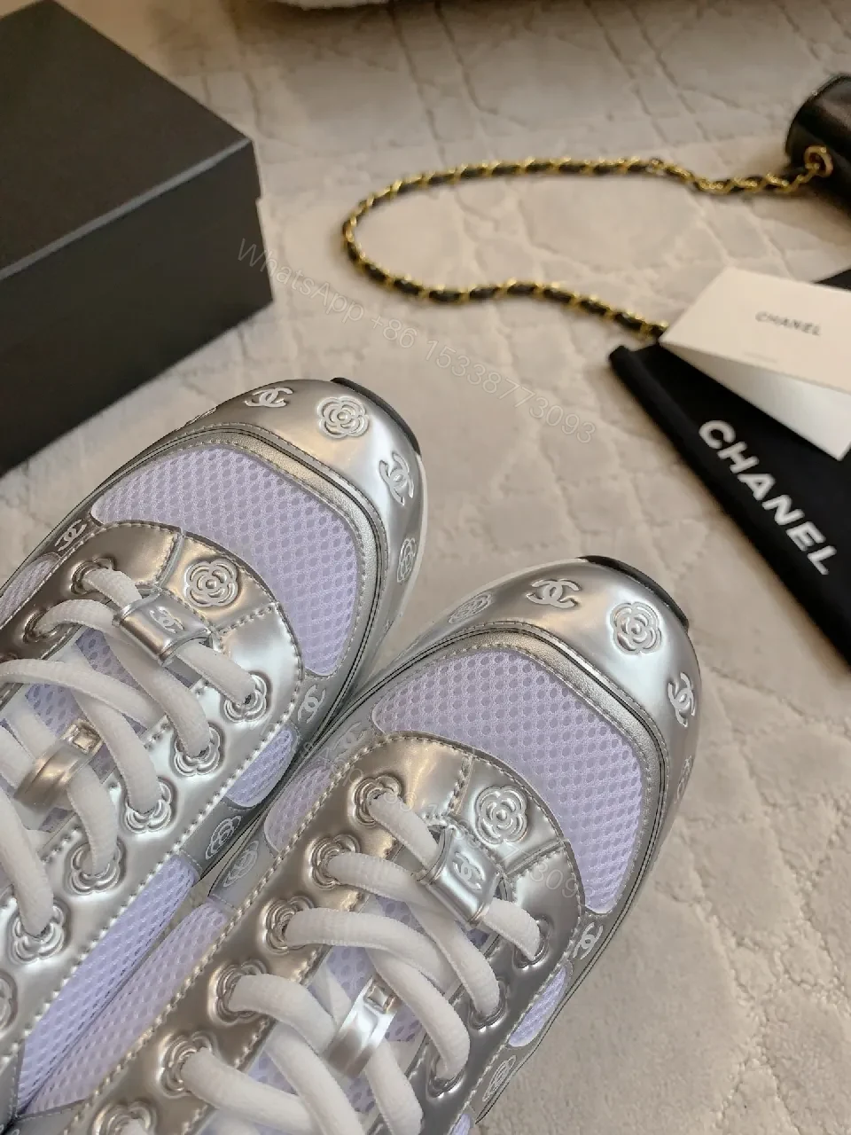 View 3 of White Silver Luxe Sneaker: Modern Comfort Runner