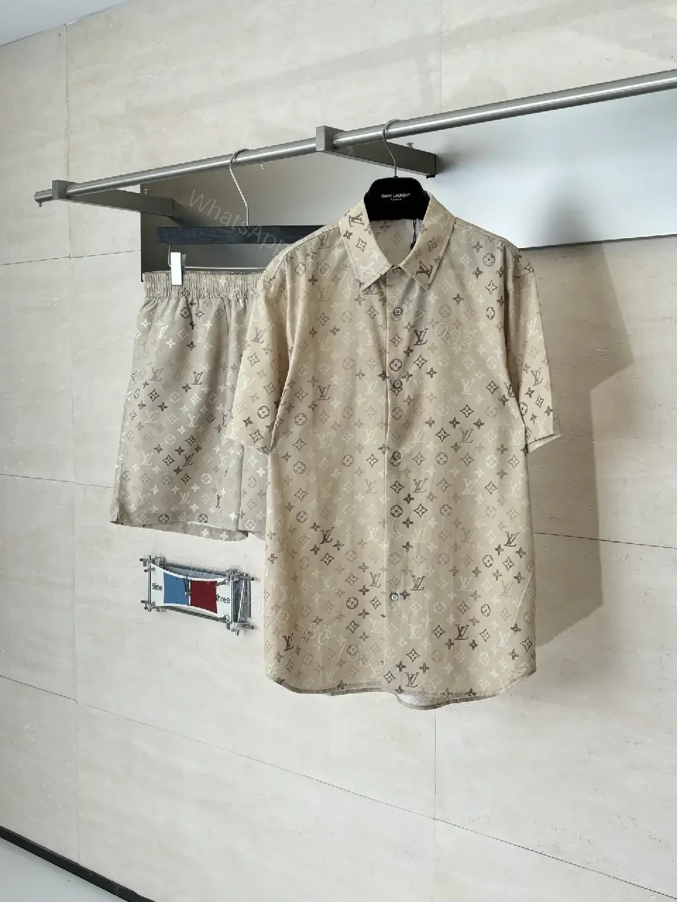 View 7 of Beige Louis Vuitton Monogram Shirt, Regular Fit, Button-Front Shirt