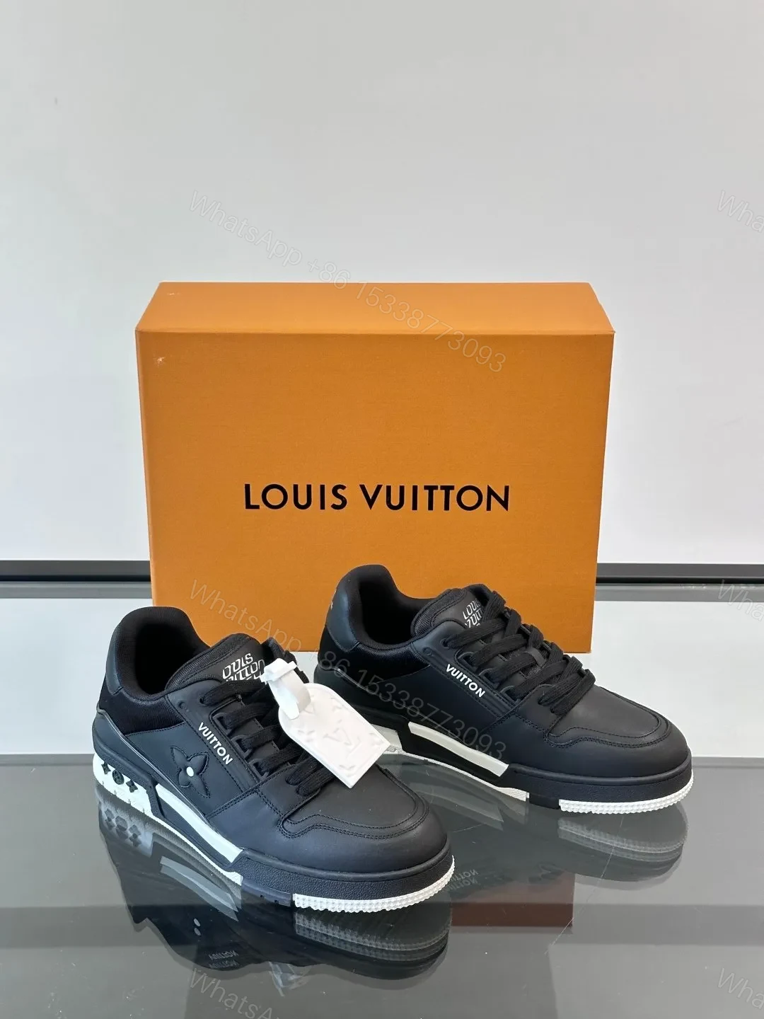 View 5 of LV Men Black Leather Sneakers