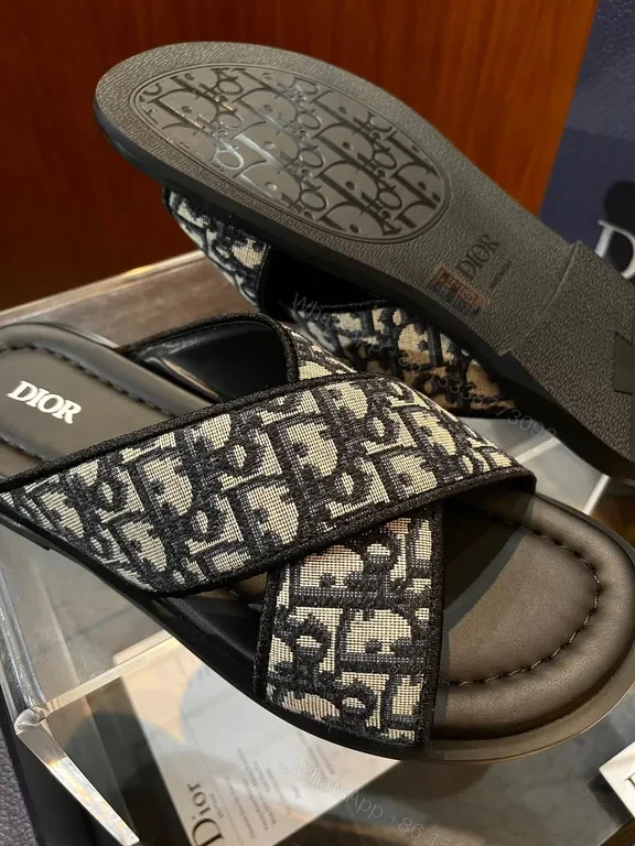 View 5 of Textured Dior-Inspired Slide: Luxe Comfort Sandals