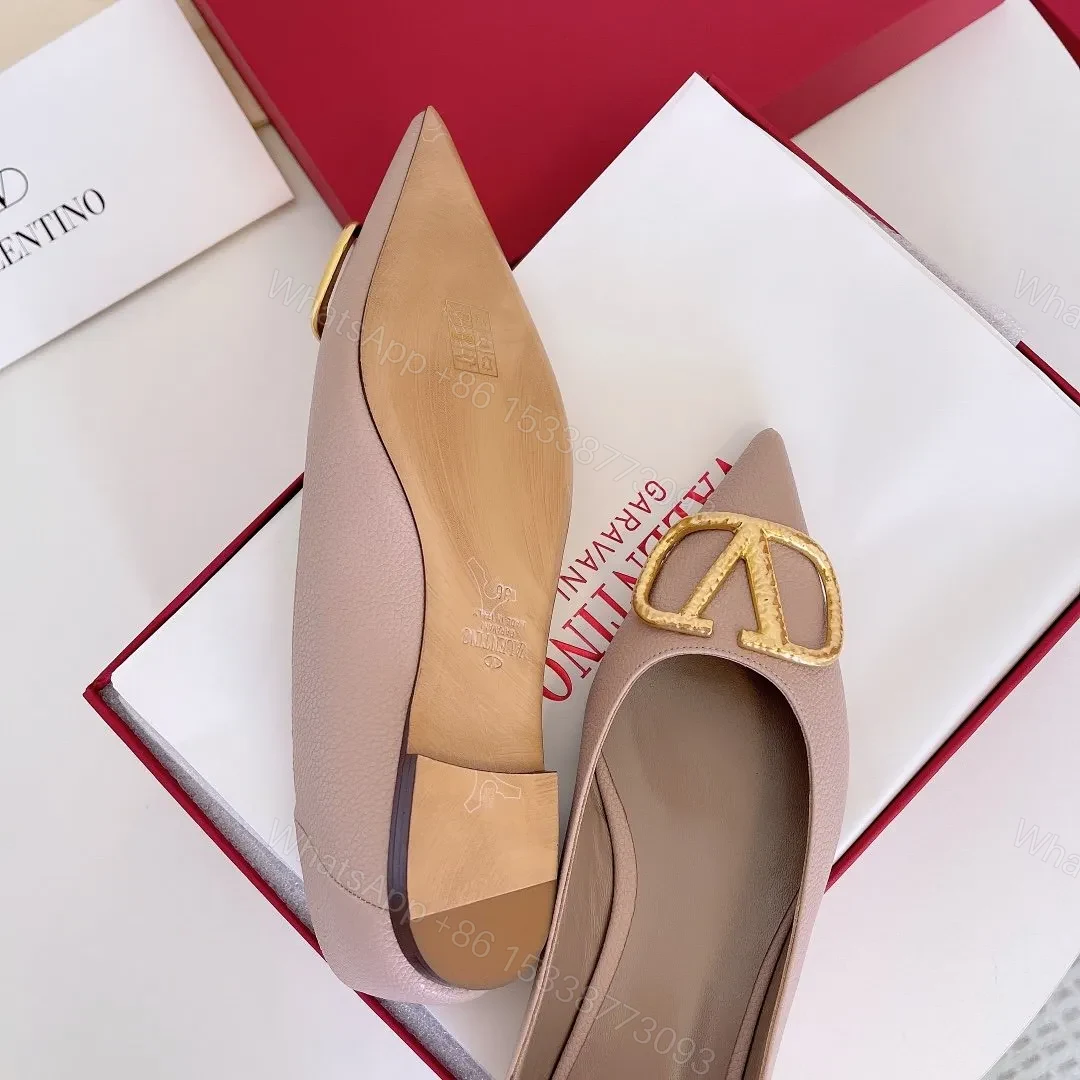 View 5 of Valentino Women Pink Leather Pointed Flats
