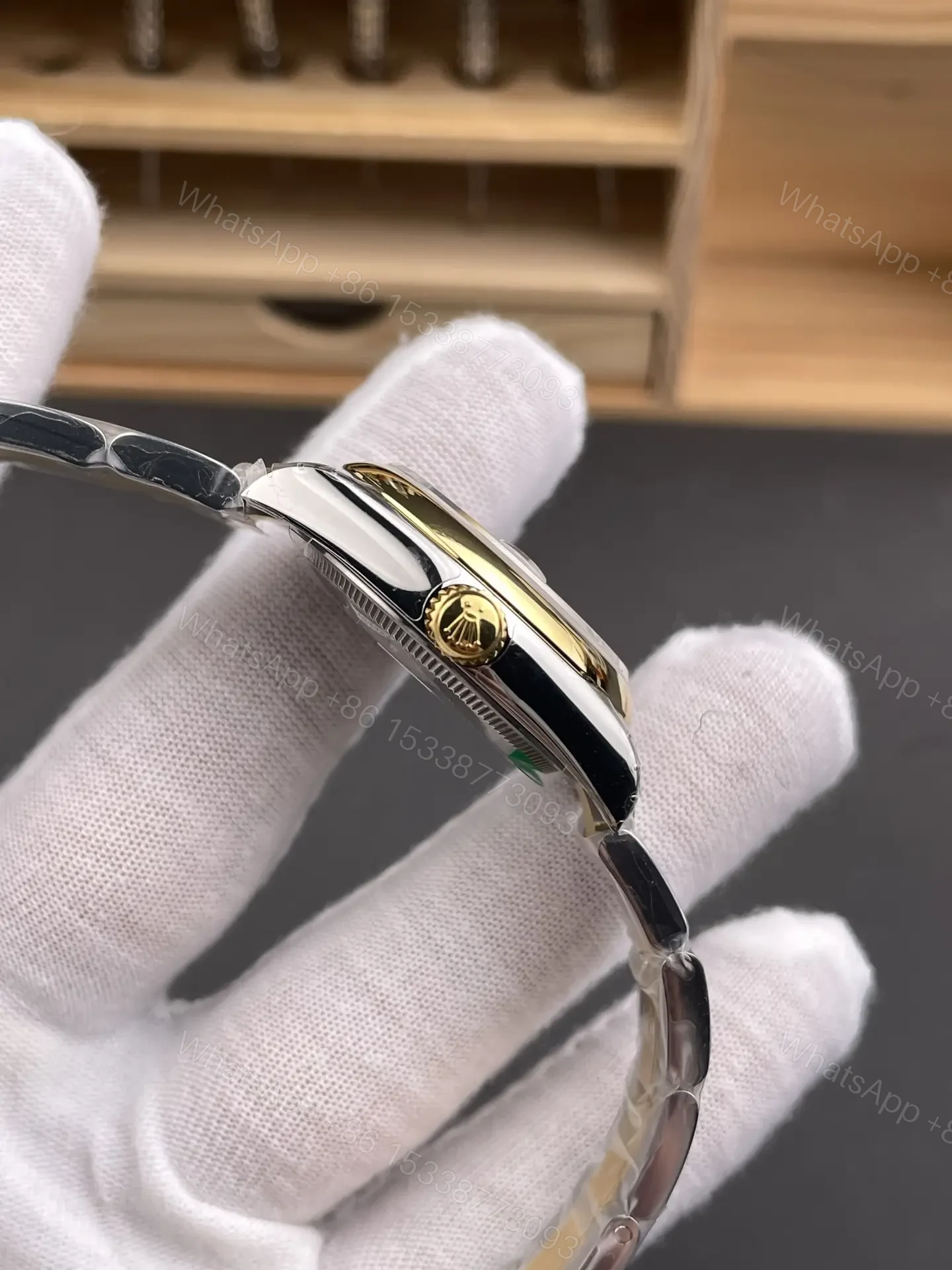 View 6 of Rolex Datejust 31 Stainless Steel Yellow Gold Domed MOP Oyster 278243-0027