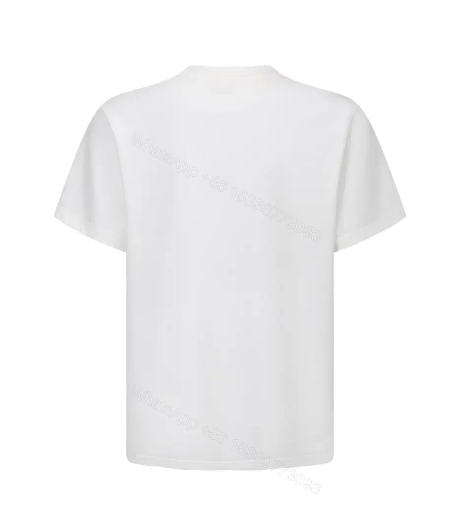 View 4 of White Cotton Tee, Blue Logo, Casual Luxe, Durable Print, T-Shirt