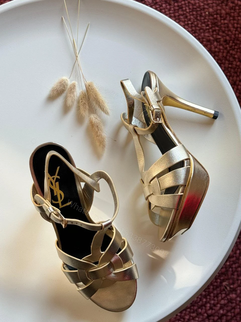 View 5 of Saint Laurent Dusty Leather Tribute Sandals