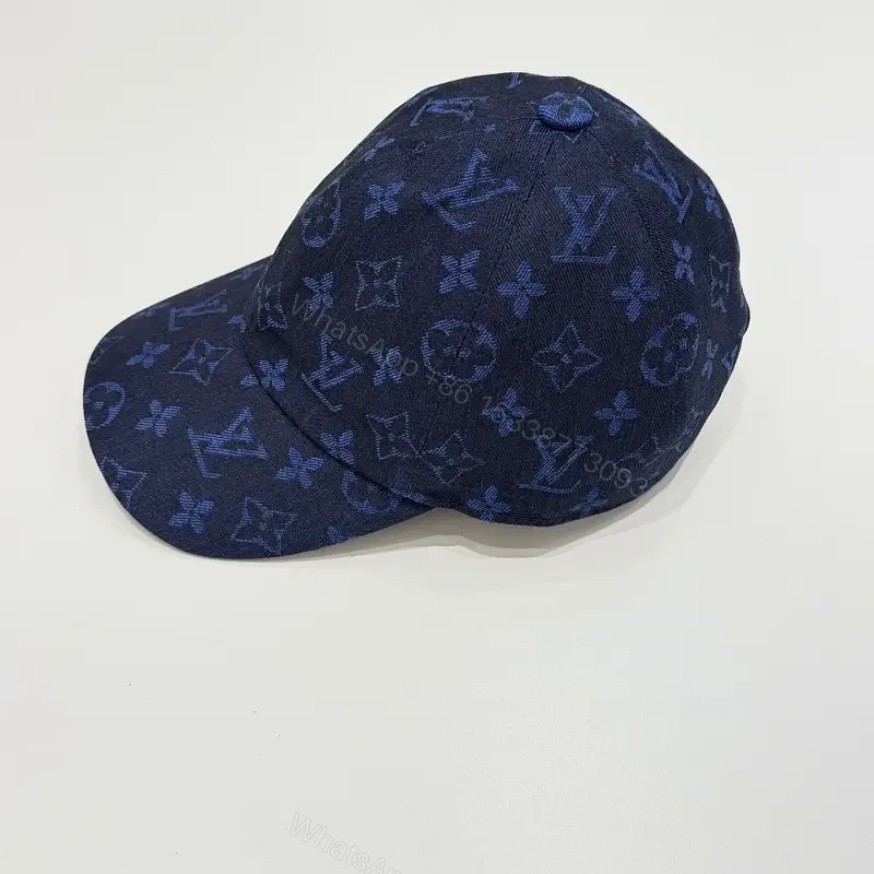 Dark Navy LV Embroidered Monogram Logo Baseball Cap — view 1