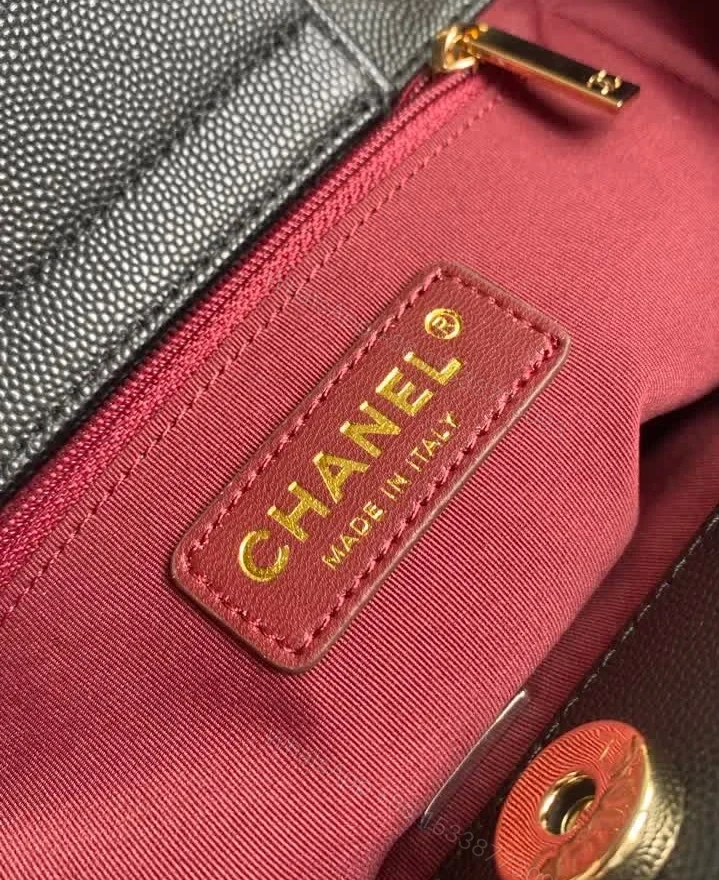 View 12 of Chanel Lookalike Small Black Shopping Bag 7095 Grained Calfskin
