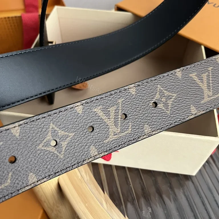 View 2 of Bold Monogram Leather Belt with Luxe LV-Style Hardware