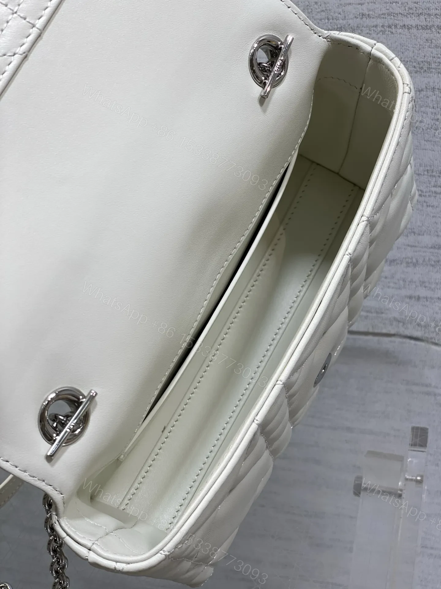 View 6 of Dior My Dior Mini Bag in White Lambskin