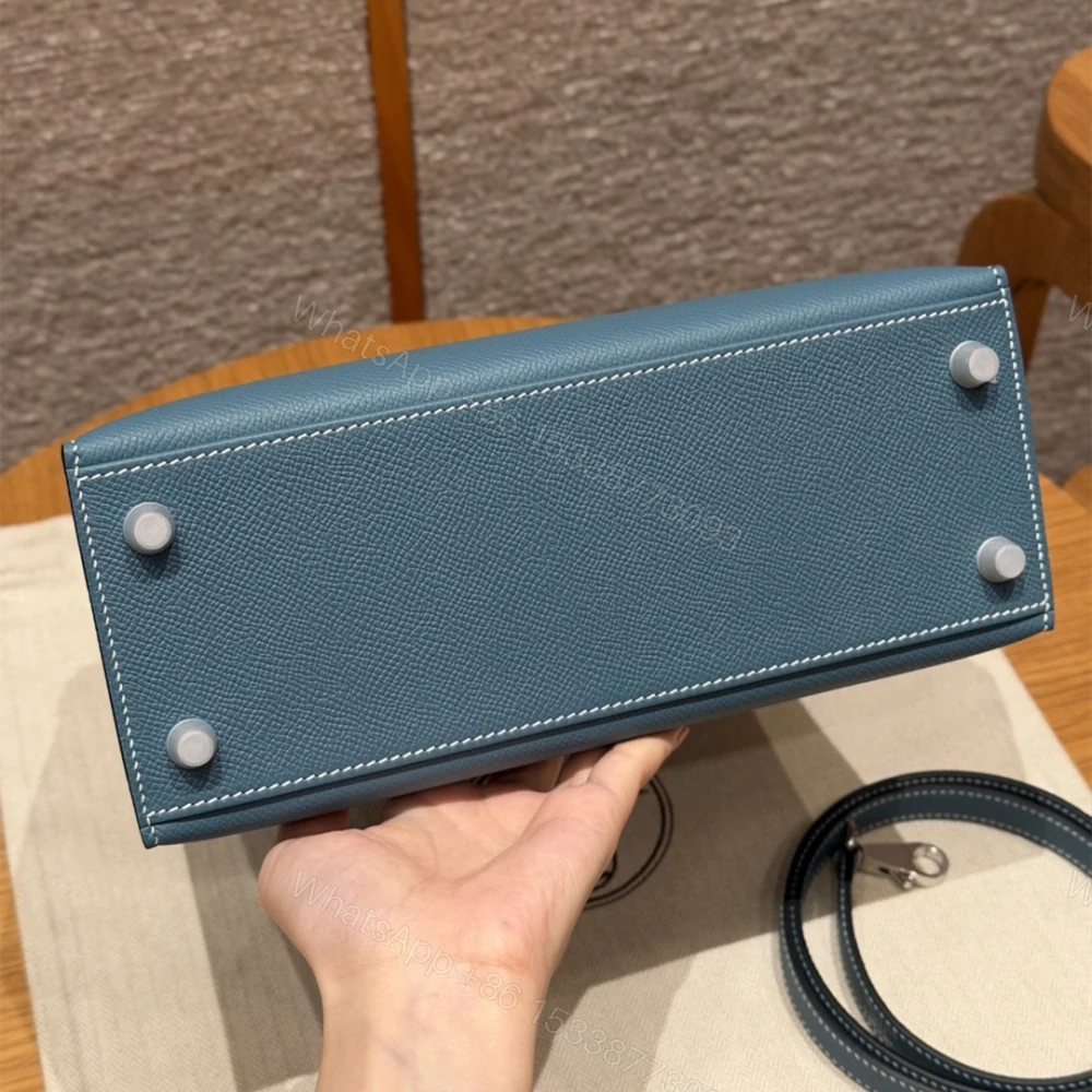 View 5 of 高仿Hermes*Kelly25系列H043110EP7C牛仔藍銀扣牛皮純手工