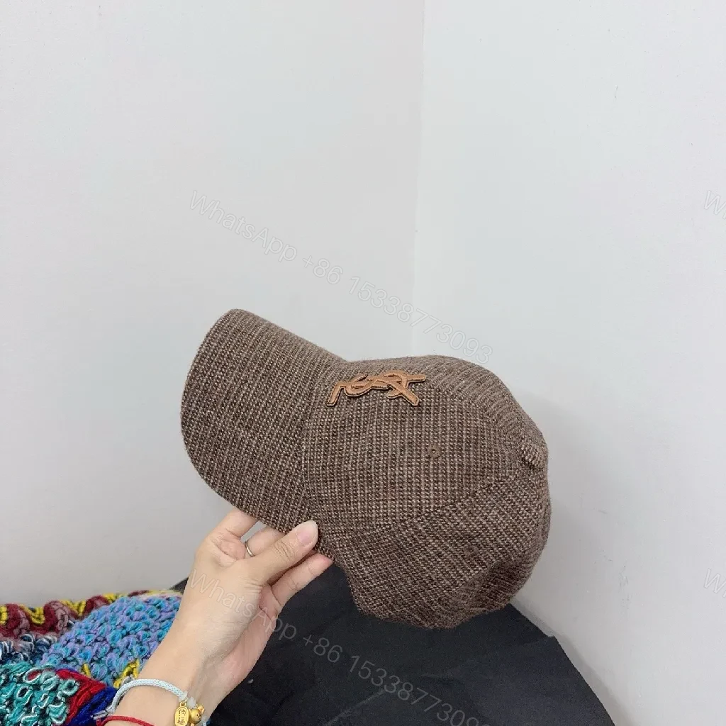 View 4 of Bruised Brown Wool-Blend Cap: Subtle Designer Monogram Cap