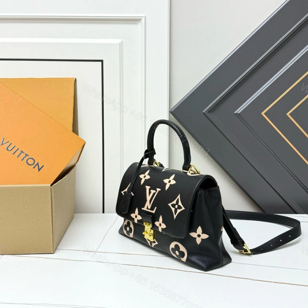 View 3 of Louis Vuitton Madeleine MM Monogram Empreinte Black Beige 30Cm