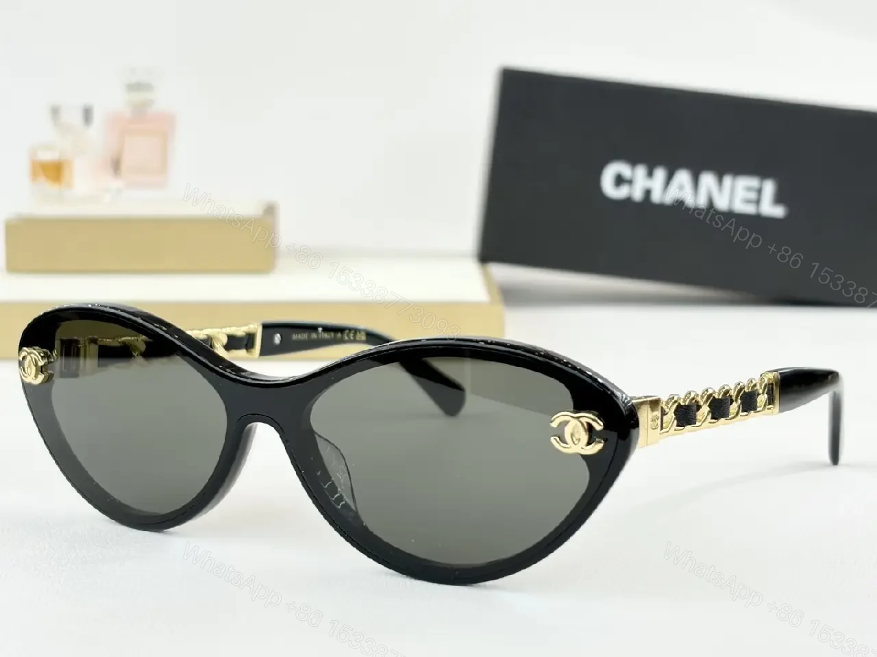 View 4 of Cat-Eye Sunglasses with Gold Detailing, Gradient UV400 Lens