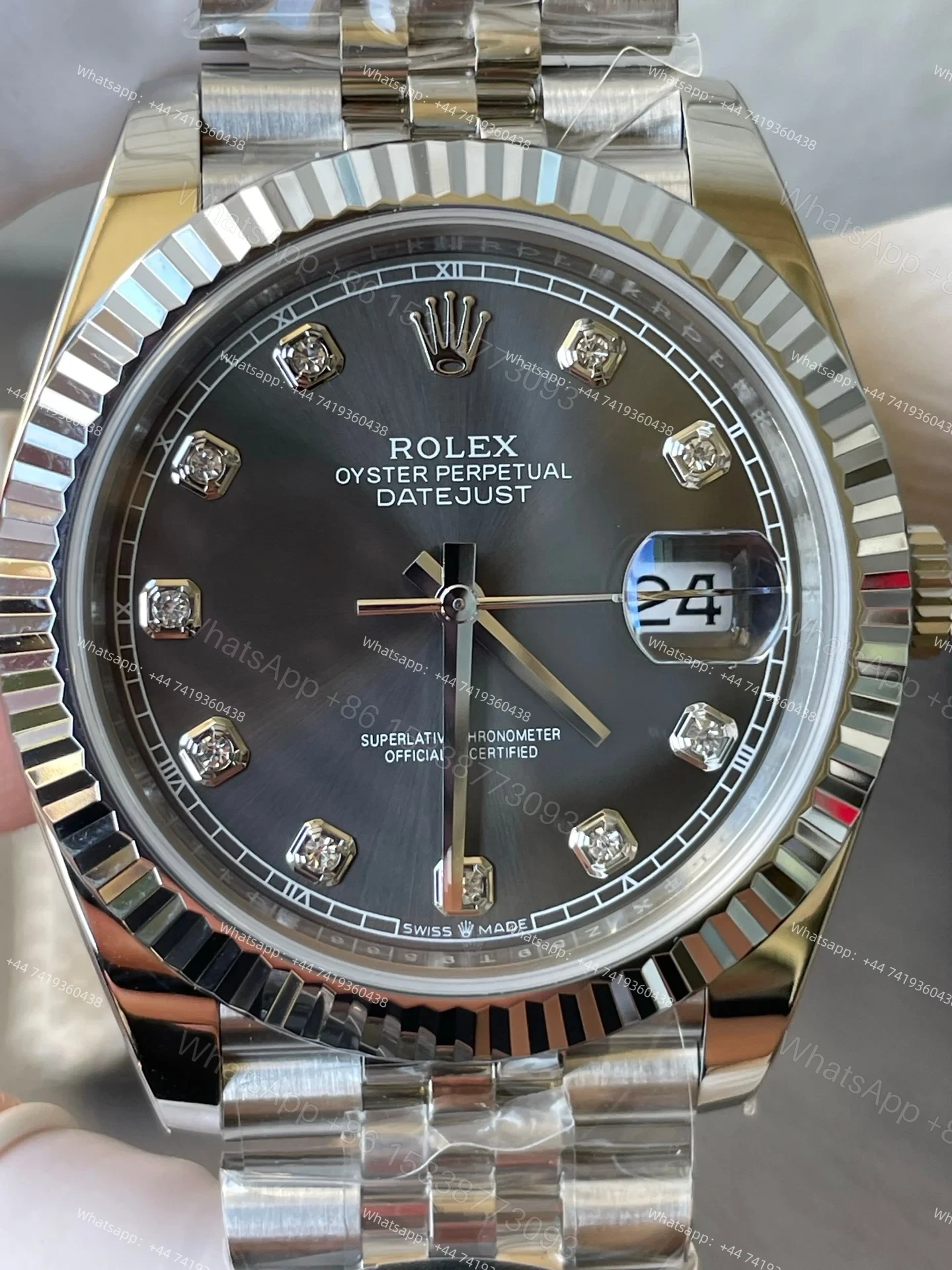 View 6 of Rolex Datejust M126334-0006 1:1 Replica Grey Diamond Dial Jubilee 41MM 3235 Movement Super Clone Watch