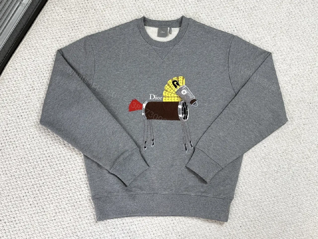 Grey Embroidered Sweatshirt, Modern Utility, Luxe Edge, Sweatshirt — view 1